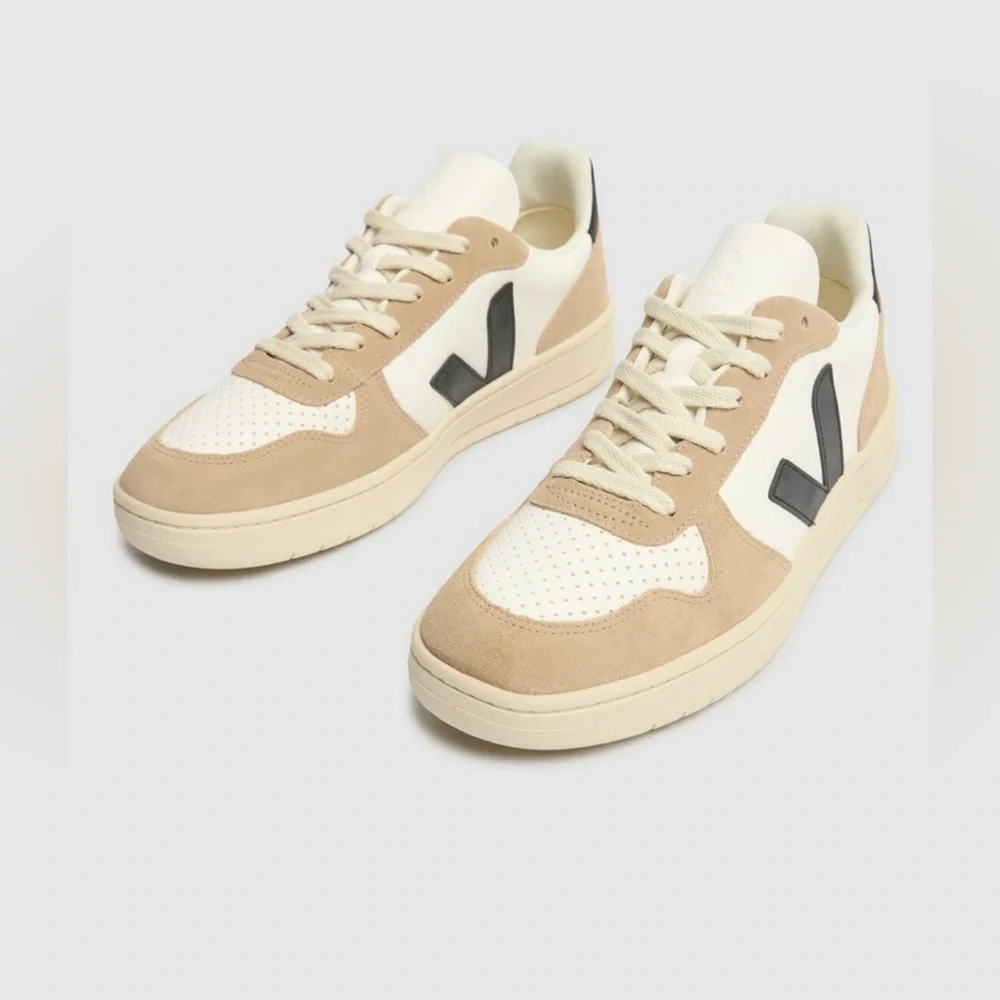 Veja V-10 Sneakers in Cream, Beige and Black